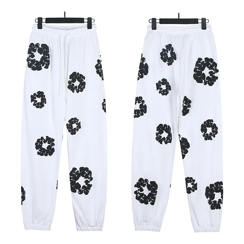 720# P186 Real shot DENIM TEARS main line Kapok foam printed American casual sweatpants Fabric 380g pure cotton terry cloth Color: black gray black-gray red dark green royal blue orange pink light blue carbon gray color blue white purple lake blue code number: S M L XL